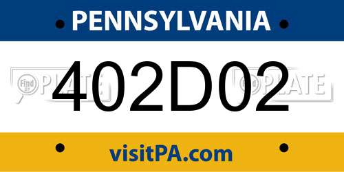 402D02 Pennsylvania License Plate