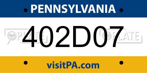 402D07 Pennsylvania License Plate