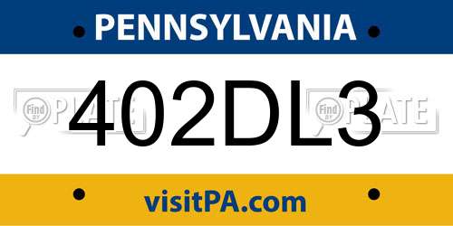 402DL3 Pennsylvania License Plate