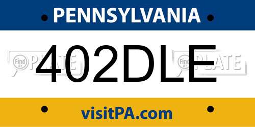 402DLE Pennsylvania License Plate