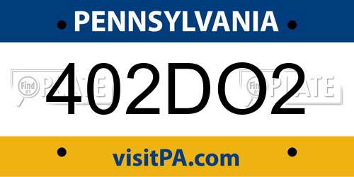 402DO2 Pennsylvania License Plate