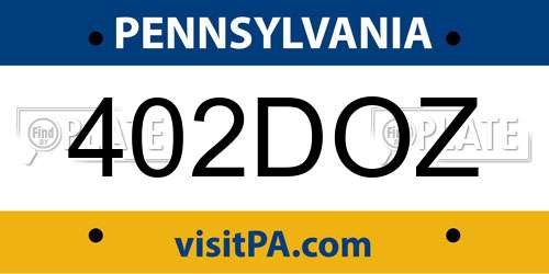 402DOZ Pennsylvania License Plate