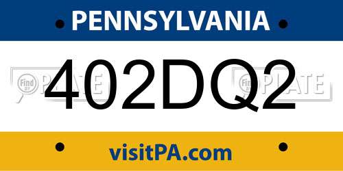 402DQ2 Pennsylvania License Plate