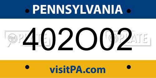 402O02 Pennsylvania License Plate