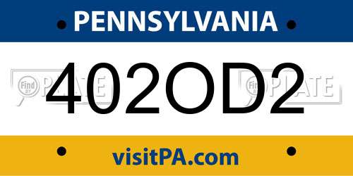 402OD2 Pennsylvania License Plate
