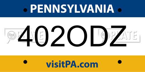 402ODZ Pennsylvania License Plate