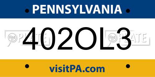 402OL3 Pennsylvania License Plate