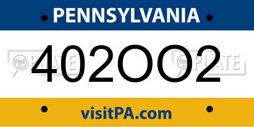 402OO2 Pennsylvania License Plate