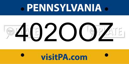 402OOZ Pennsylvania License Plate