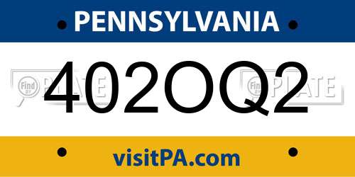 402OQ2 Pennsylvania License Plate