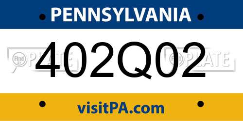 402Q02 Pennsylvania License Plate