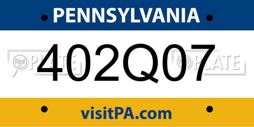 402Q07 Pennsylvania License Plate