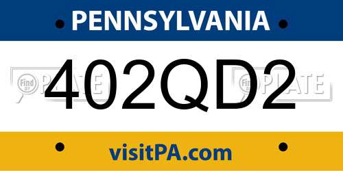 402QD2 Pennsylvania License Plate