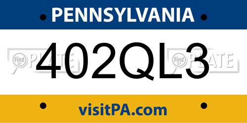 402QL3 Pennsylvania License Plate