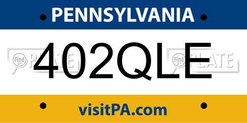 402QLE Pennsylvania License Plate