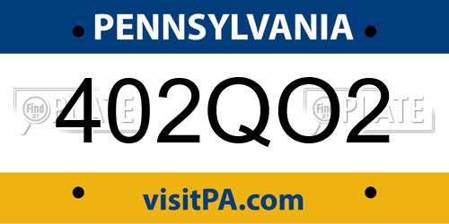 402QO2 Pennsylvania License Plate