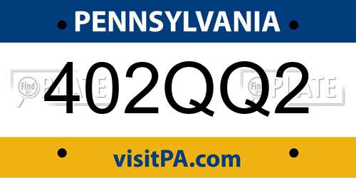 402QQ2 Pennsylvania License Plate
