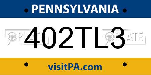 402TL3 Pennsylvania License Plate