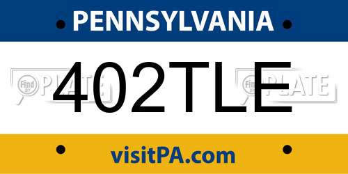 402TLE Pennsylvania License Plate