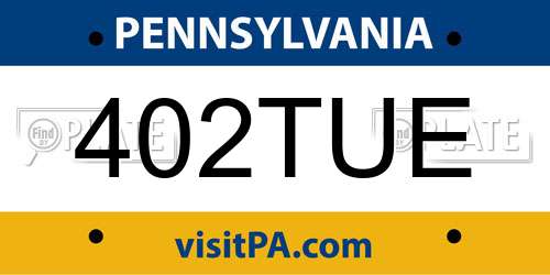 402TUE Pennsylvania License Plate