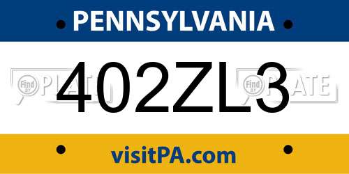 402ZL3 Pennsylvania License Plate
