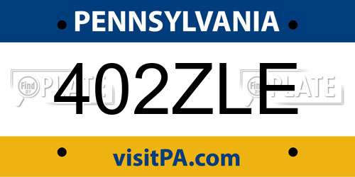 402ZLE Pennsylvania License Plate