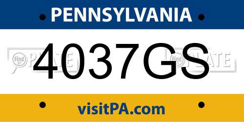 4037GS Pennsylvania License Plate