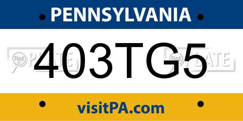 403TG5 Pennsylvania License Plate