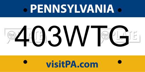 403WTG Pennsylvania License Plate