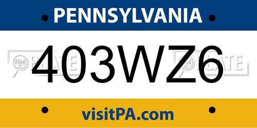403WZ6 Pennsylvania License Plate