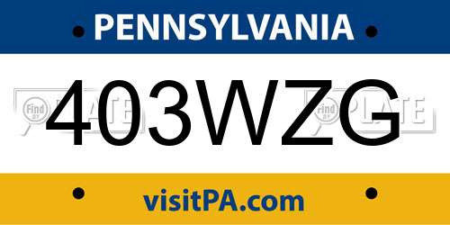403WZG Pennsylvania License Plate