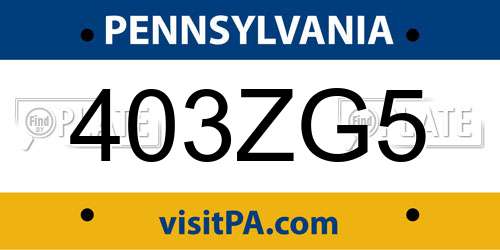 403ZG5 Pennsylvania License Plate