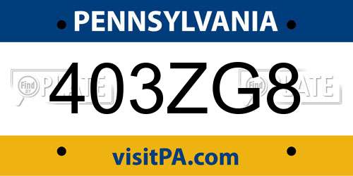 403ZG8 Pennsylvania License Plate