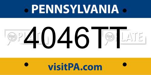 4046TT Pennsylvania License Plate