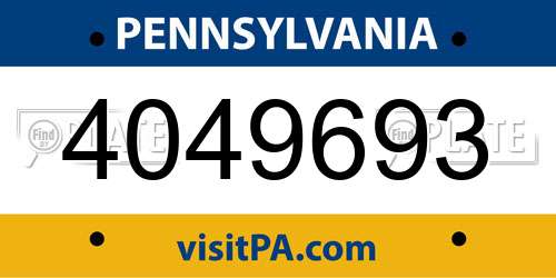4049693 Pennsylvania License Plate