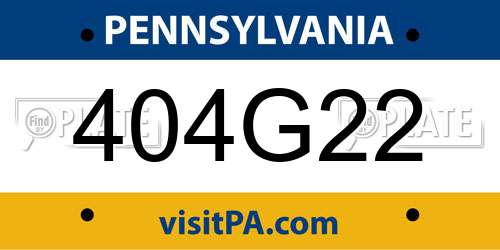 404G22 Pennsylvania License Plate
