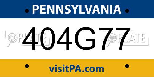 404G77 Pennsylvania License Plate