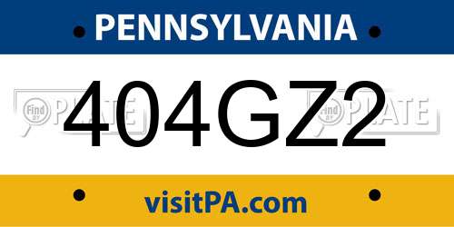 404GZ2 Pennsylvania License Plate