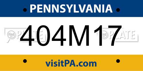 404M17 Pennsylvania License Plate
