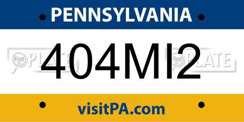 404MI2 Pennsylvania License Plate