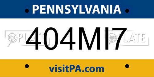 404MI7 Pennsylvania License Plate