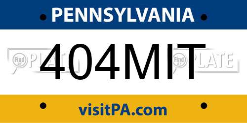 404MIT Pennsylvania License Plate
