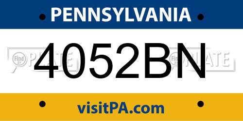 4052BN Pennsylvania License Plate