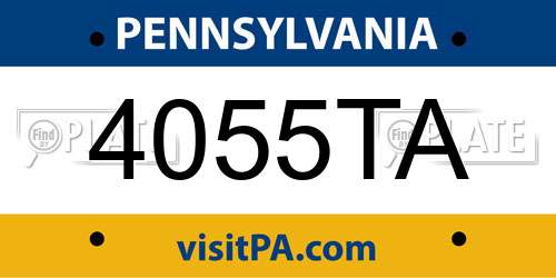 4055TA Pennsylvania License Plate