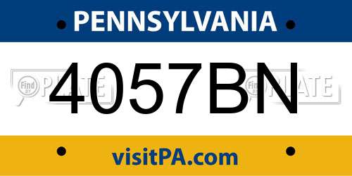 4057BN Pennsylvania License Plate