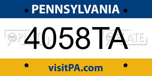 4058TA Pennsylvania License Plate