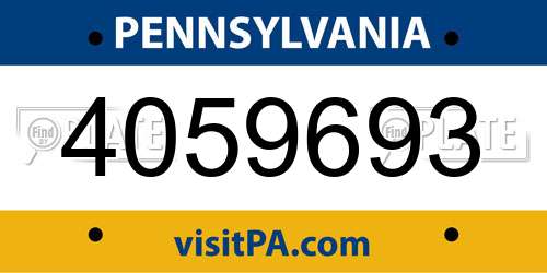 4059693 Pennsylvania License Plate