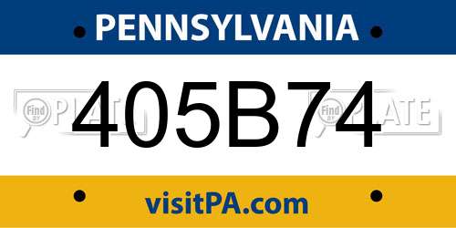405B74 Pennsylvania License Plate