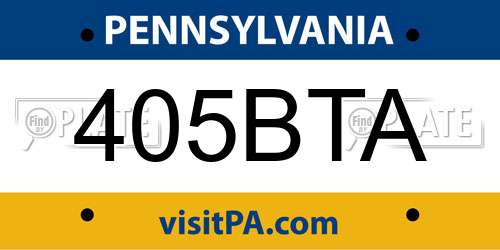 405BTA Pennsylvania License Plate