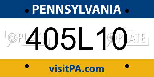 405L10 Pennsylvania License Plate